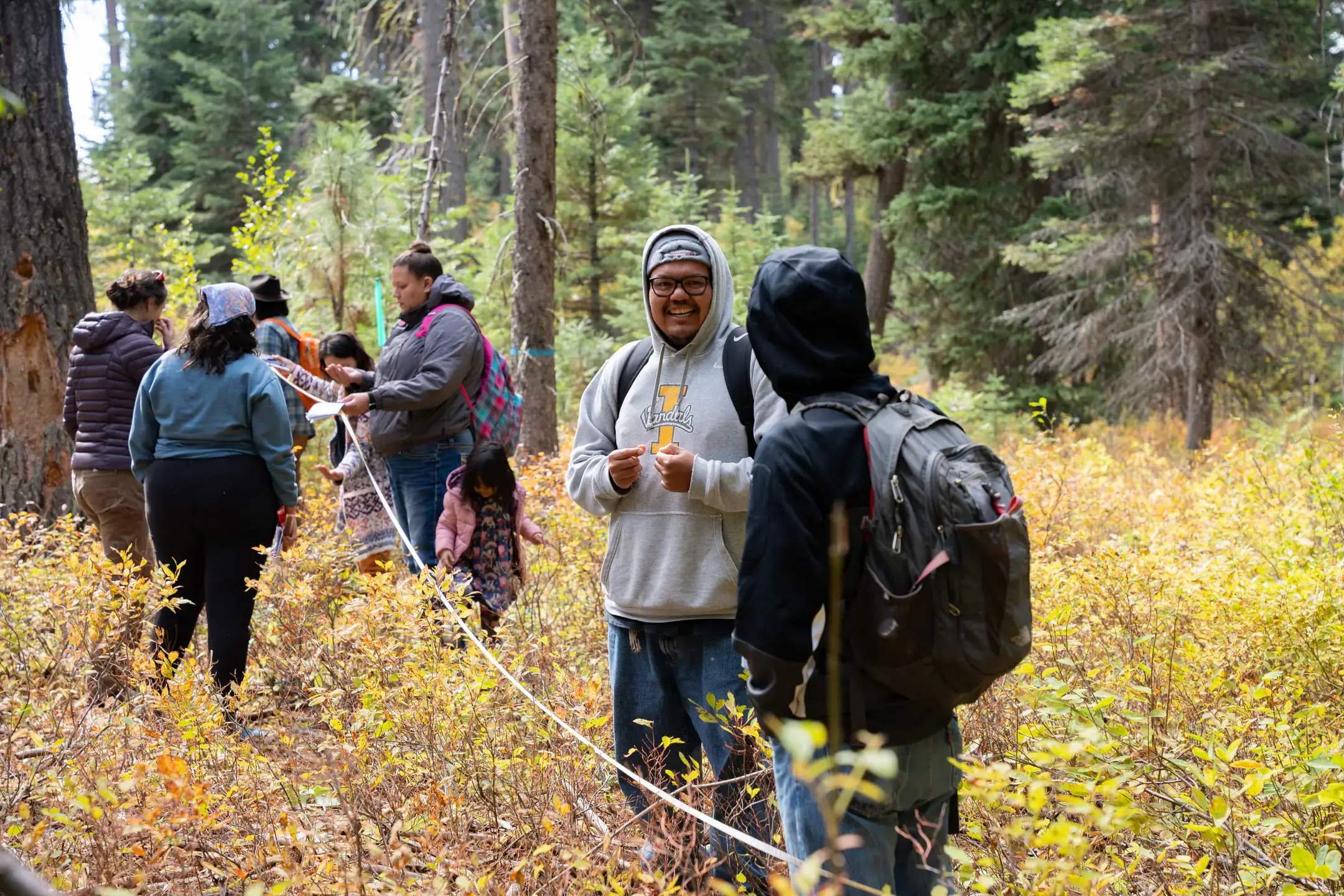 Photos of College of Education, Heath and Human Sciences Indigenous Knowledge for Effective Education Program (IKEEP) and Cultivating Indigenous Research Communities for Leadership in Education (CIRCLES) students at the McCall Outdoor Science School (MOSS) campus.