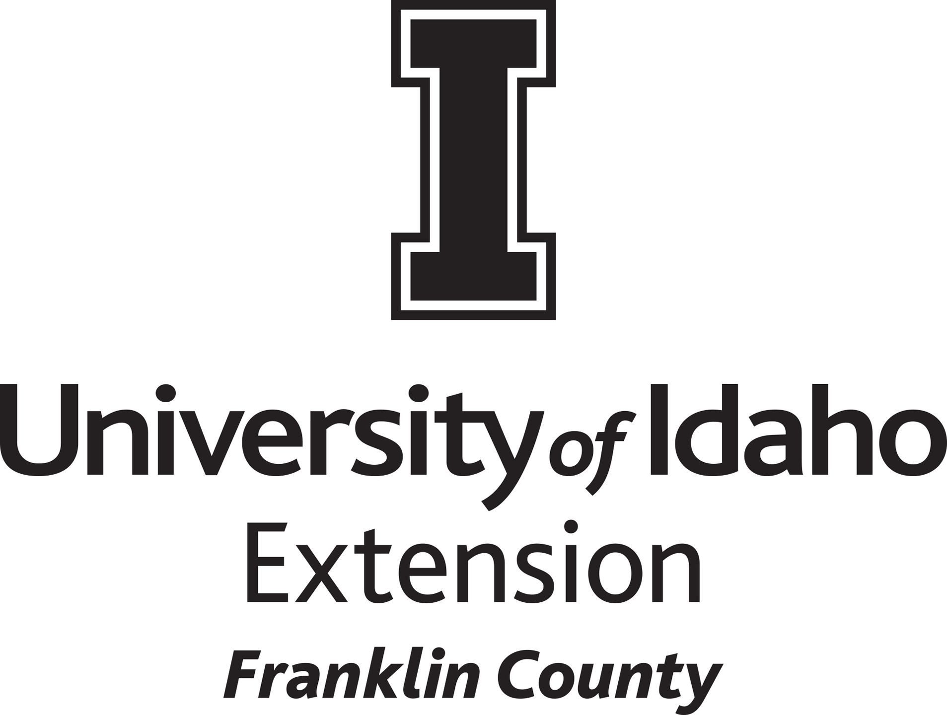 Stacked University of Idaho Extension Franklin County logo in all black - JPG file, all black color, RGB mode. Please select original file when downloading. For assistance, email: medialibrary@uidaho.edu