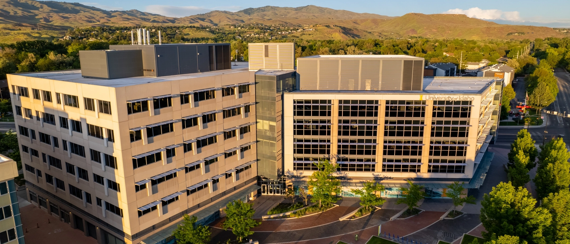 An aerial view of a building