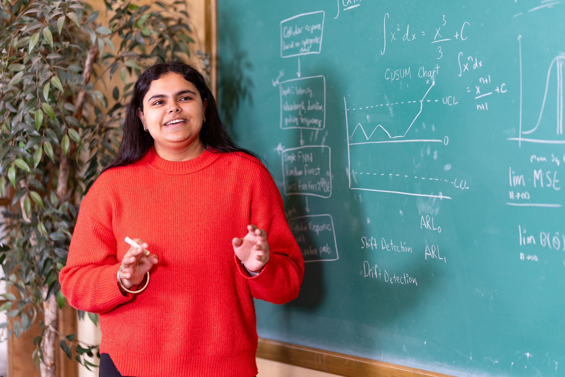 Graduation story on Avneet Virk, a Mathematics and Statistical Science student, who is pictured in Brink Hall on March 27, 2025.