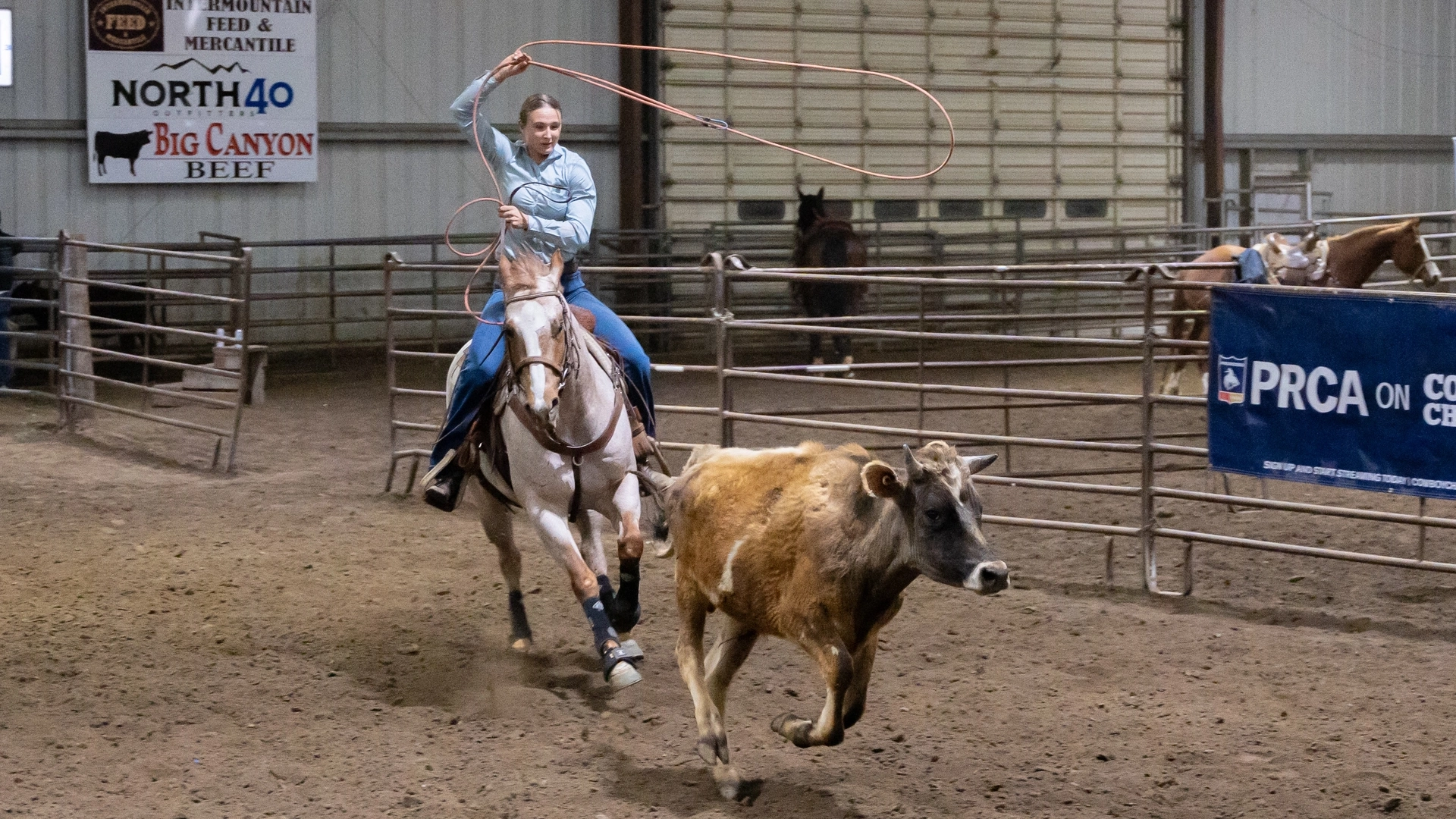 The Ӱֱ Collegiate Rodeo club practicing in Lewiston Idaho March 28th, 2023. Kayla Hurl