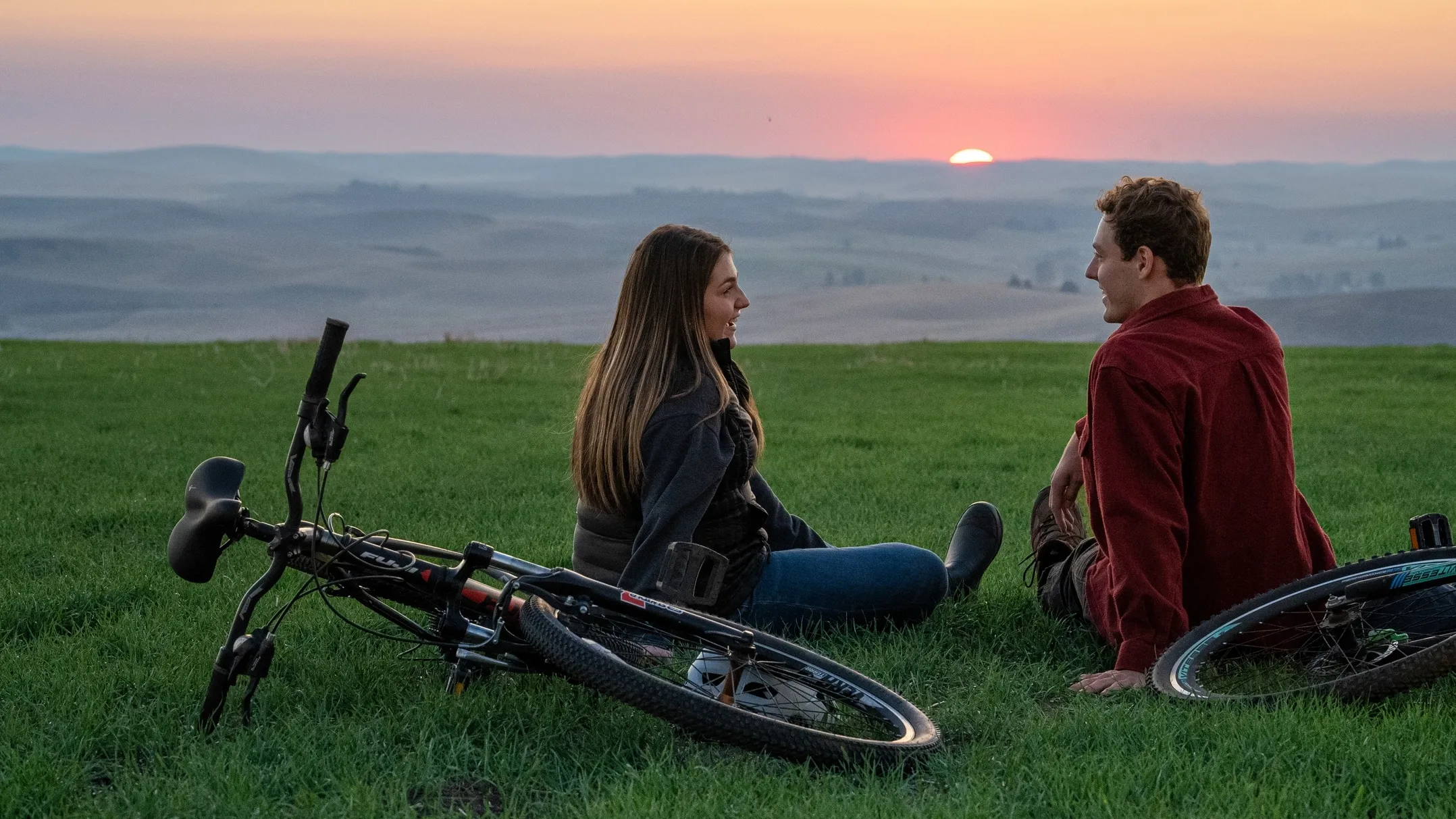 Students off campus biking on the Palouse.