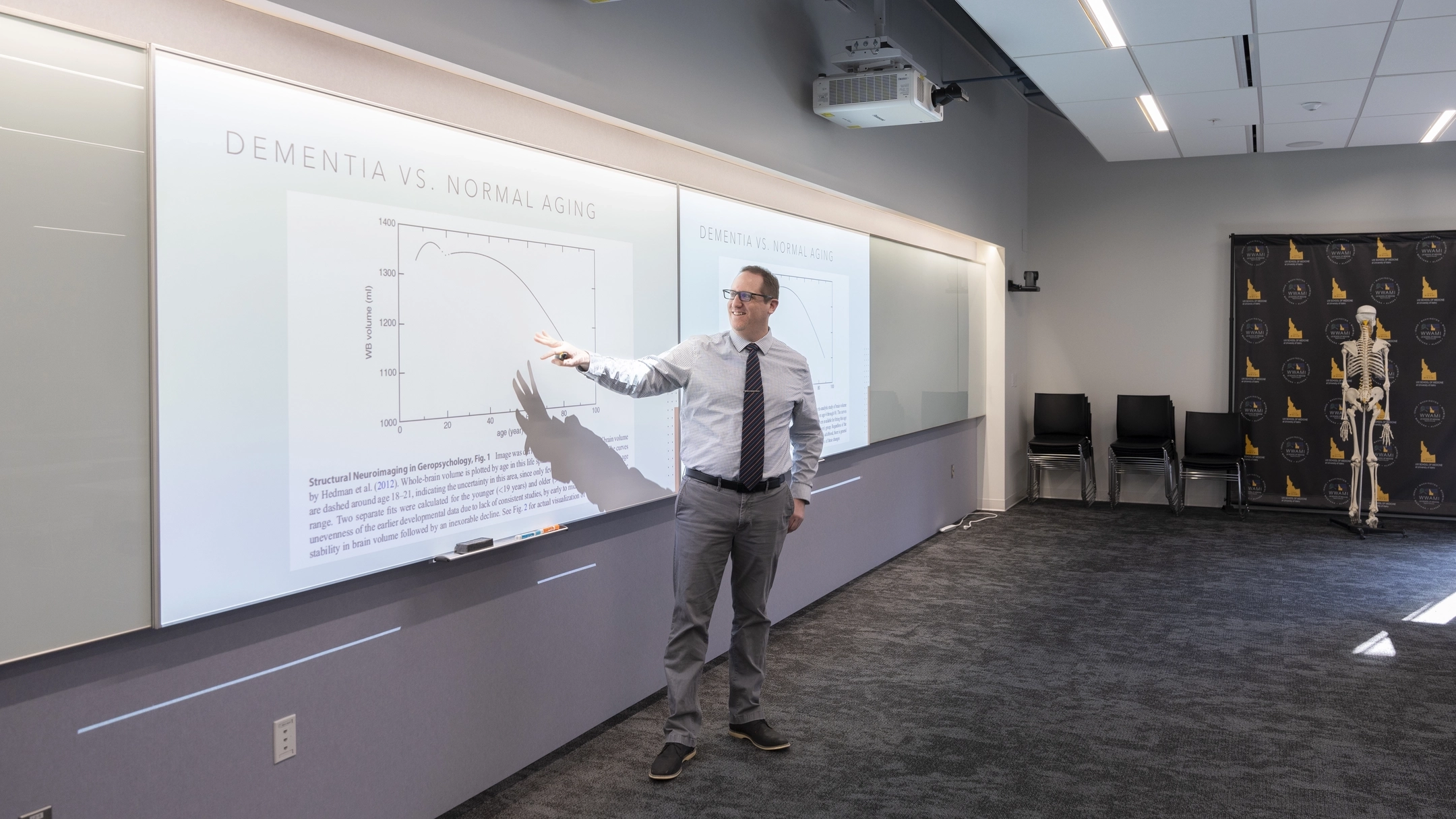 Professor Thomas Farrer lectures about dementia