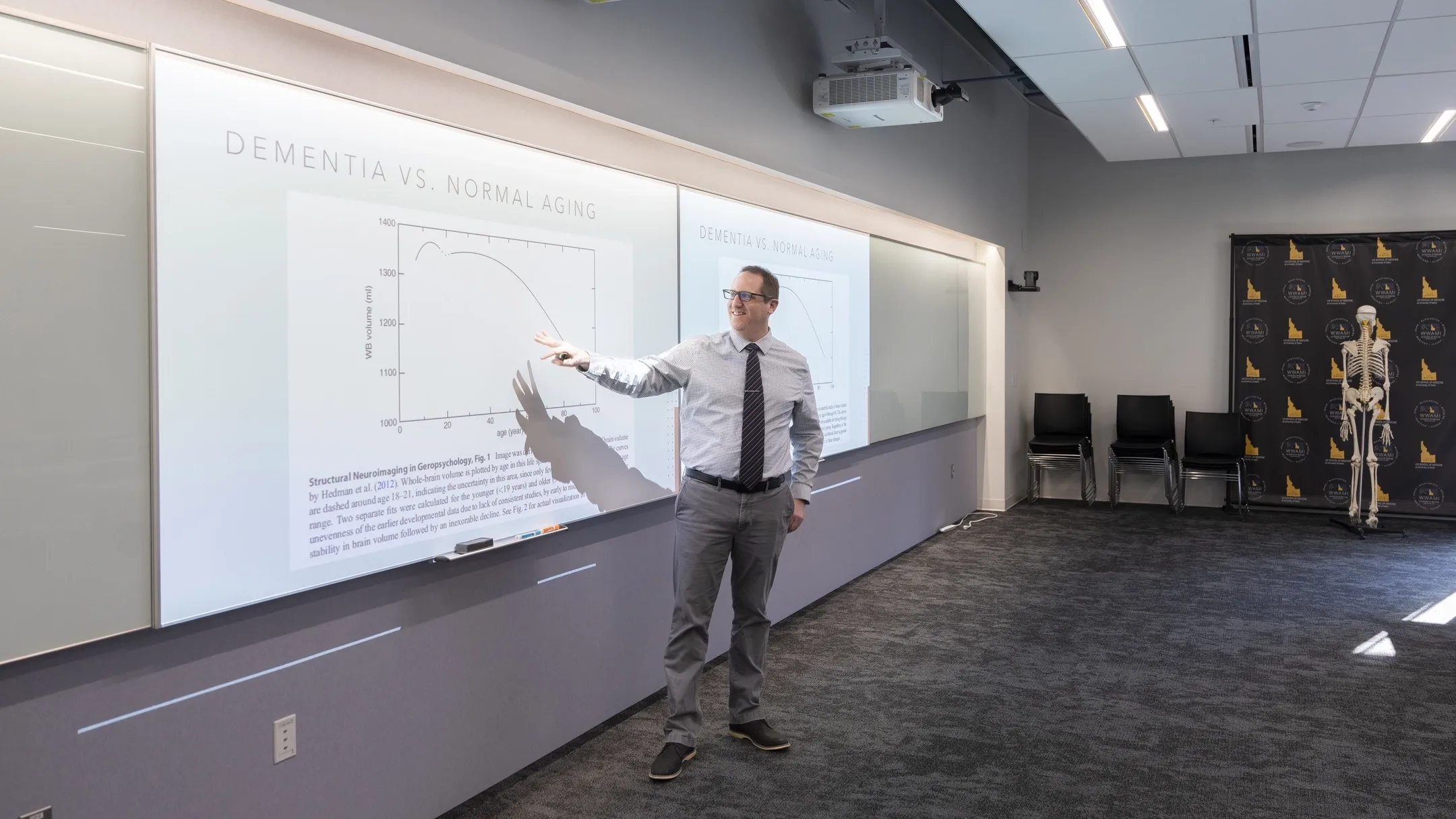Professor Thomas Farrer lectures about dementia