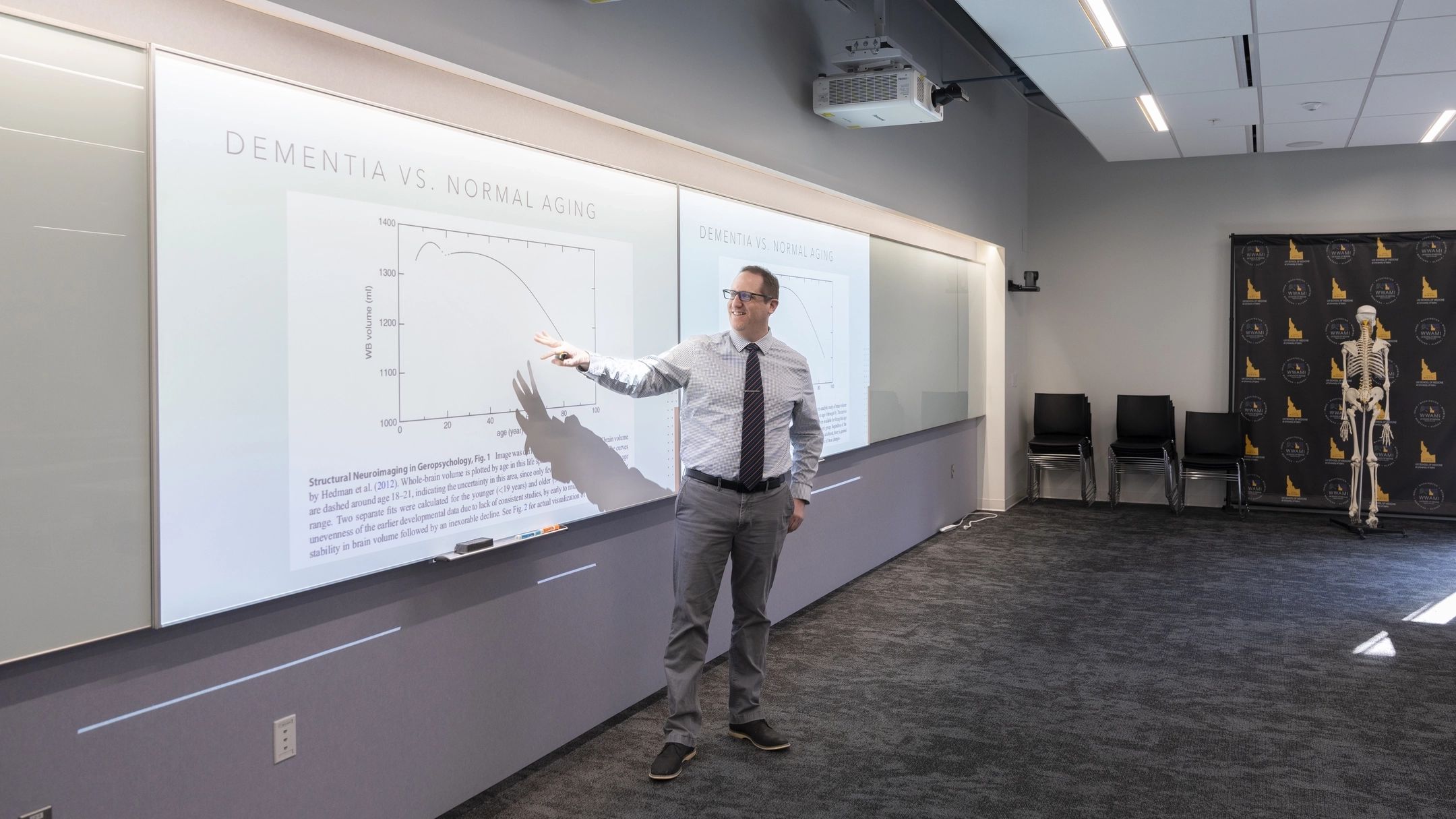 Professor Thomas Farrer lectures about dementia