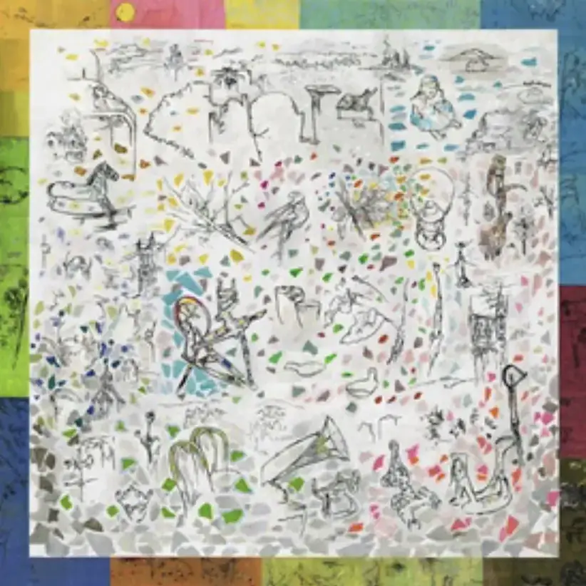 Sketch book with doodles and colors