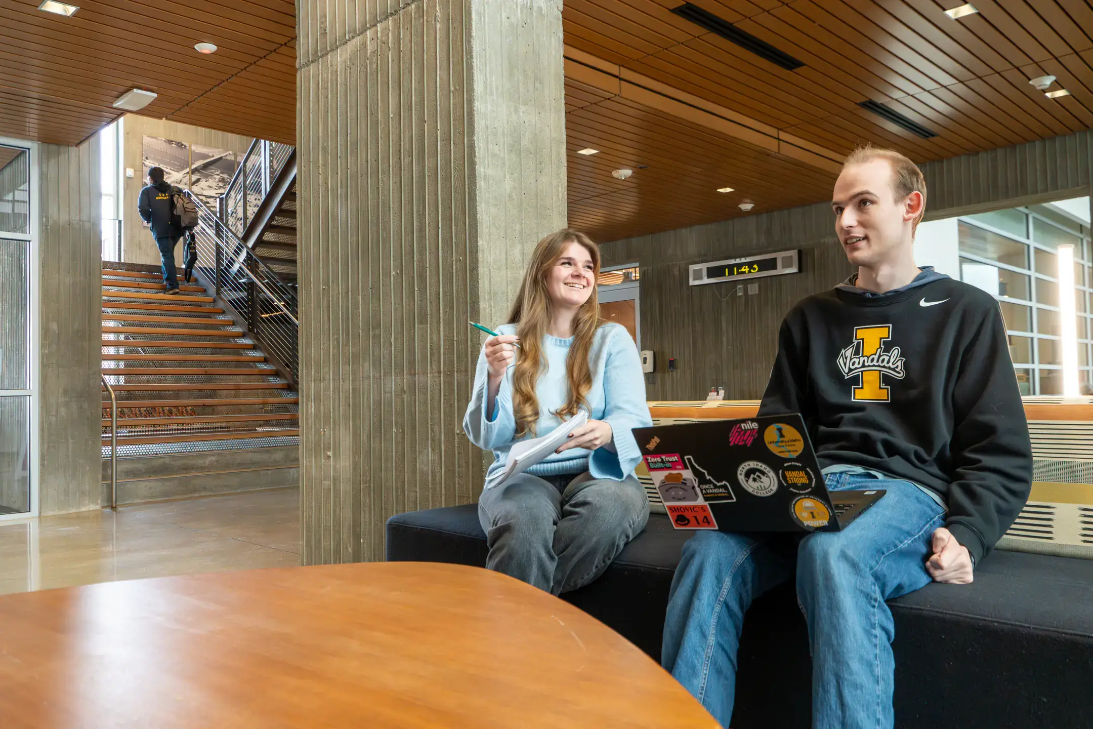 Students Michael Habermann and Jasmine Martinez are pictured at the University of Idaho Coeur d’Alene Harbor Center on Tuesday, December 2, 2025. The two are among dozens of students who benefit each year from a long-standing collaboration between North Idaho College and University of Idaho, which helps students complete prerequisites at NIC before transitioning to U of I to finish their bachelor’s degrees.