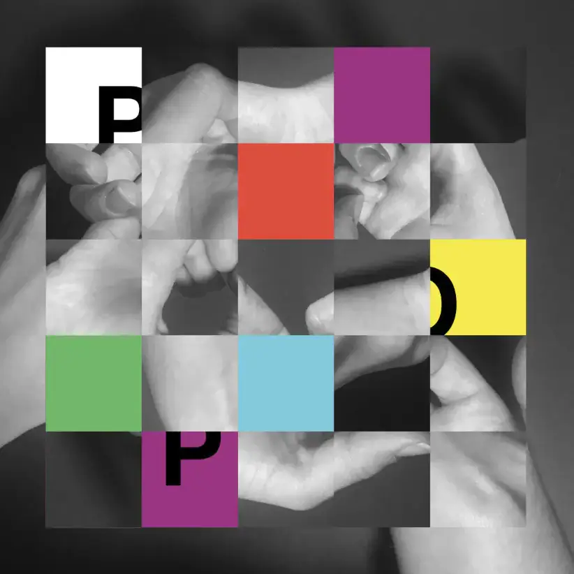 Interwined hands with color and letters by Megan Davis