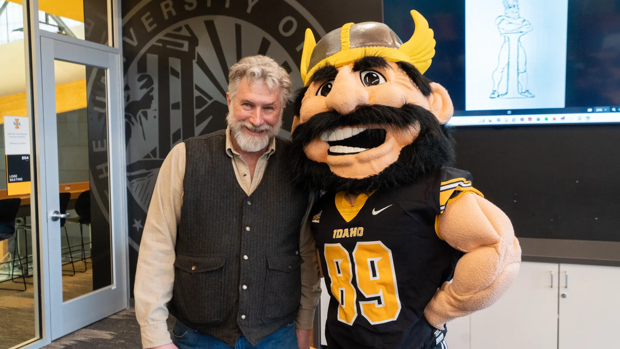 Montana-based artist Gareth Curtiss, who was selected to create a bronze Joe Vandal Monument sculpture, visits the University of Idaho campus in Moscow, ID February 3-7, 2025. Over four days, Curtiss sculpted a clay model, called a maquette in sculpting terms, of what will become the full-scale bronze monument. He also presented a lecture and hosted an open house for campus and community members to attend. The Joe Vandal monument was commissioned to recognize the Associated Students of University of Idaho’s (ASUI) enduring legacy of support for the P1FCU Kibbie Dome and many other vital campus resources. It will be located near the dome and the ICCU Idaho Arena.