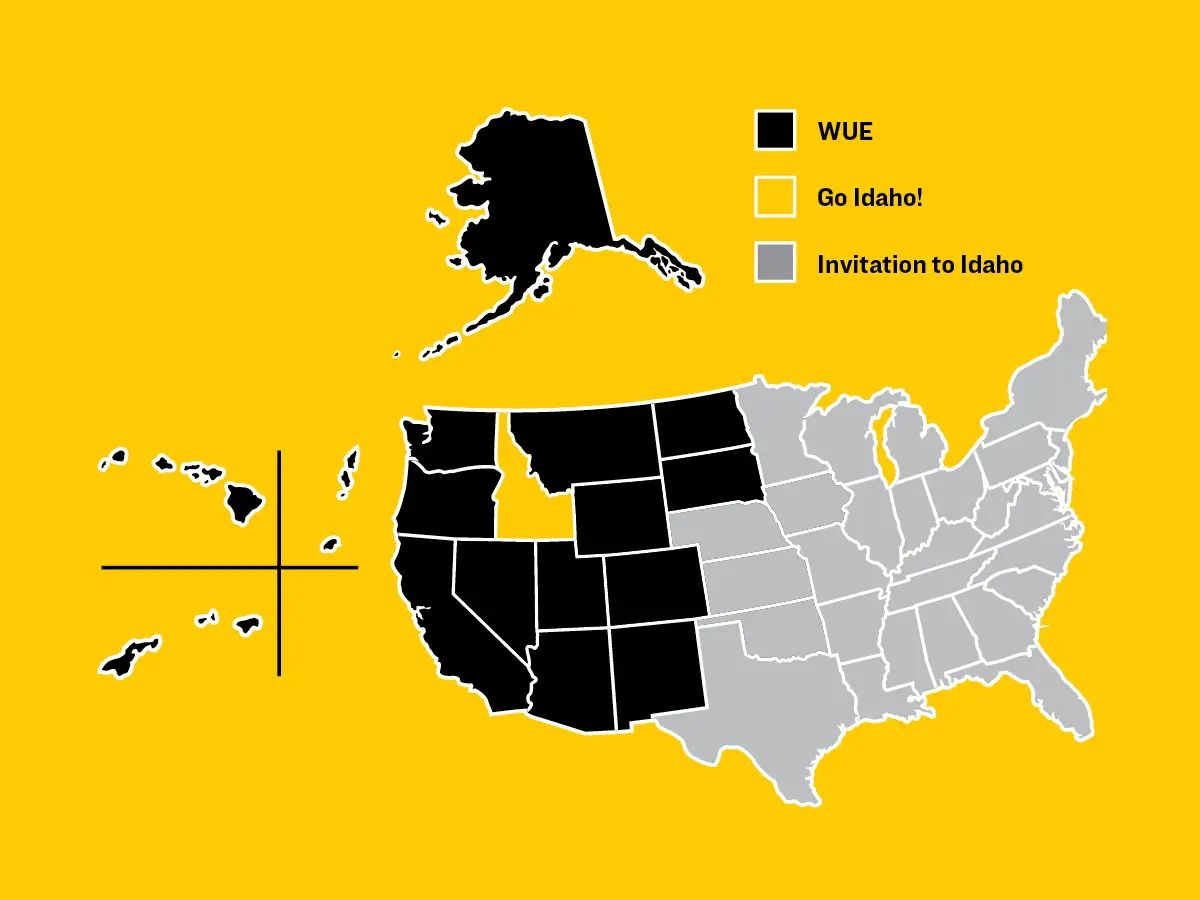 Map displaying states that qualify for the WUE program