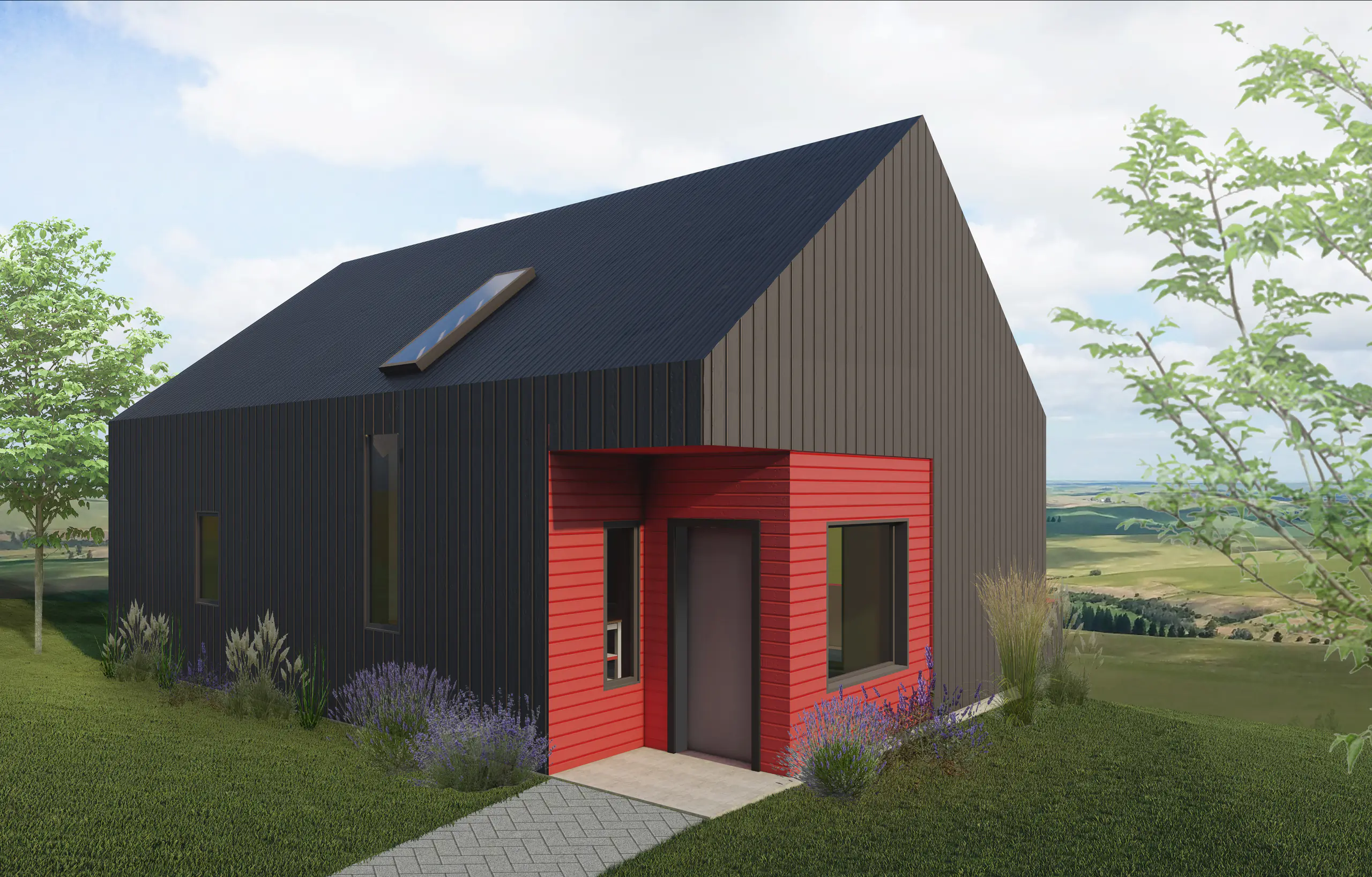 Computer model of house. 