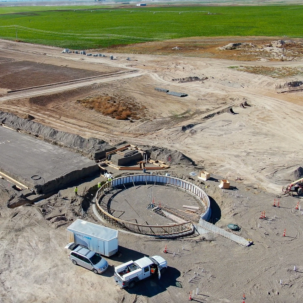 An aerial shot of a building under construction