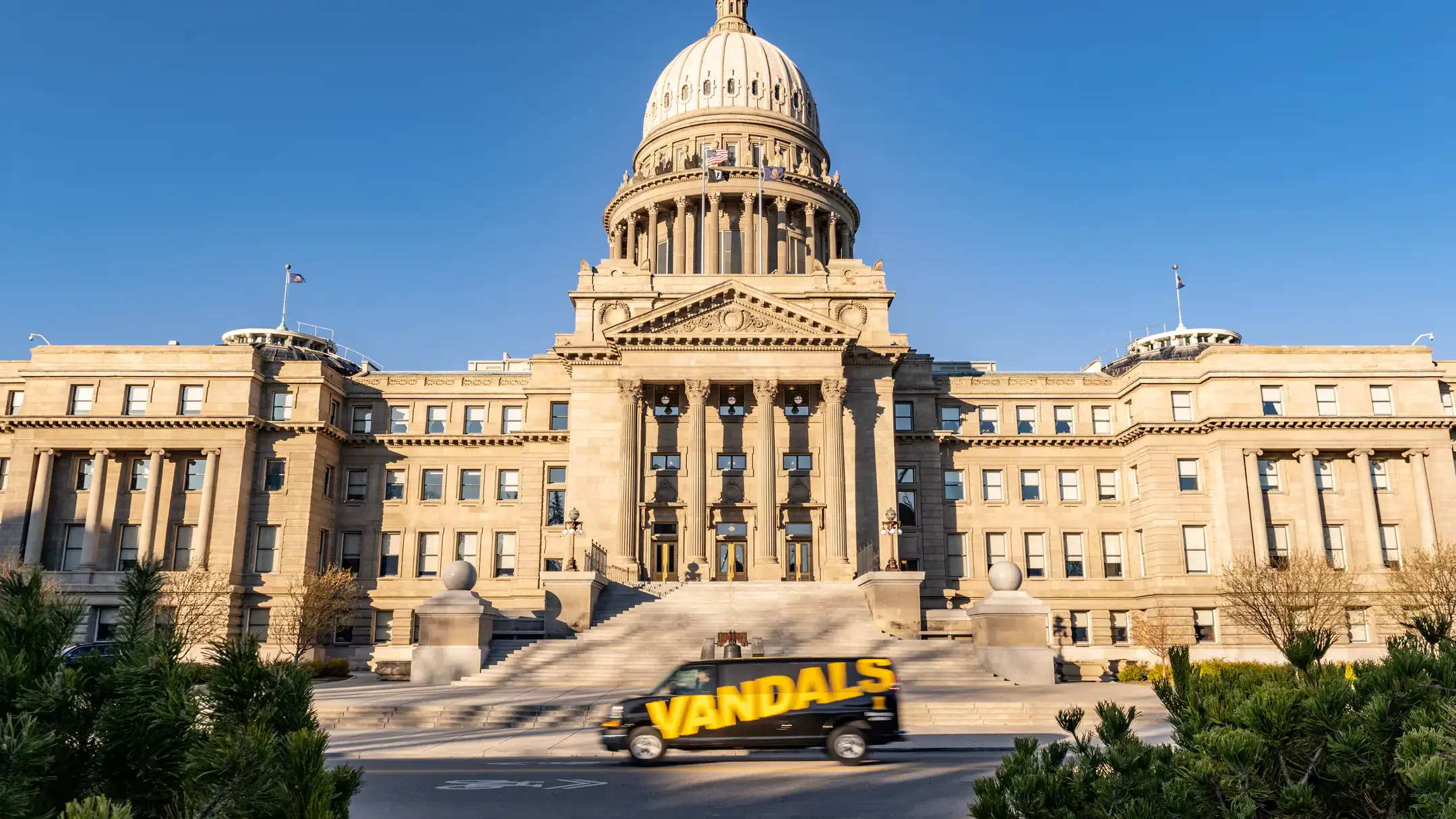 The Enroll Idaho van and  recruitment team visit Boise High Schools to encourage higher education.