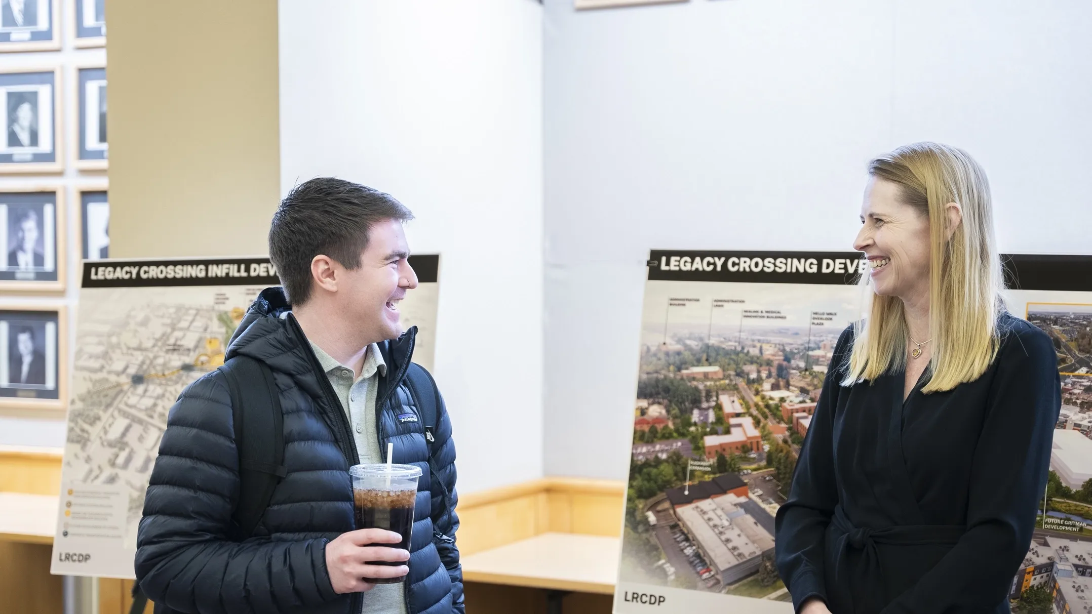 Campus community gathers to talk about the long range campus plan with architectural renderings and the Smith Group.