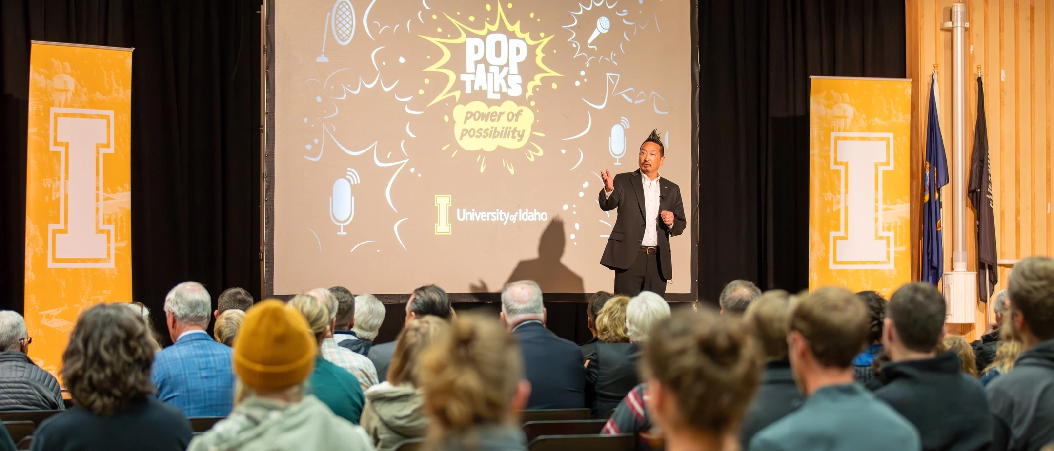 POP Talks 2024 showcases Ӱֱ research through engaging, bite-sized presentations in the Bruce M. Pitman Center International Ballroom.