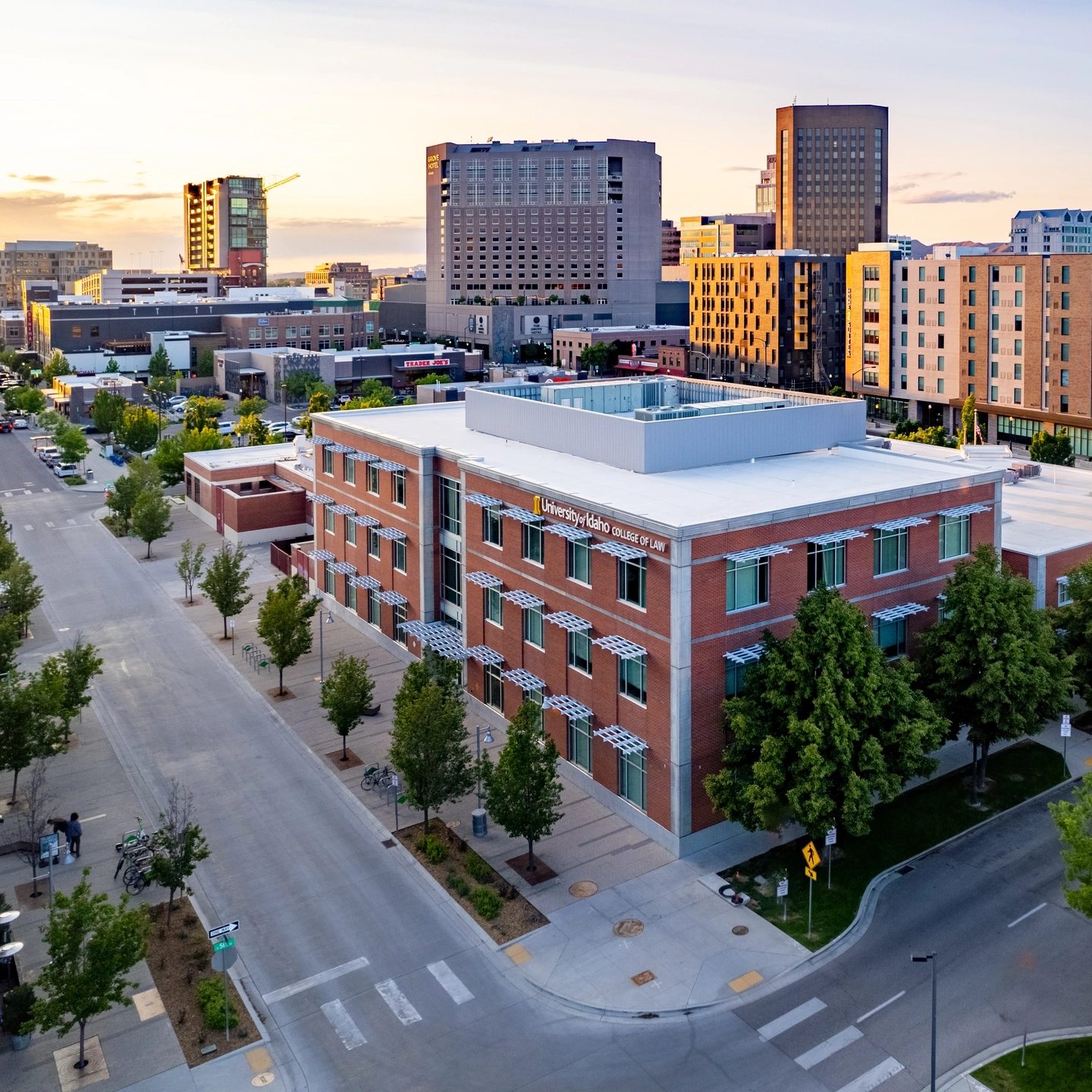 Boise aerial shot at sunset
