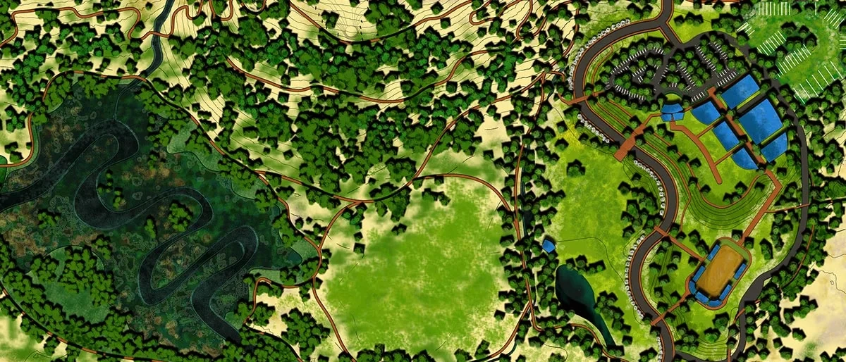Aerial drawing of student Landscape Architecture work