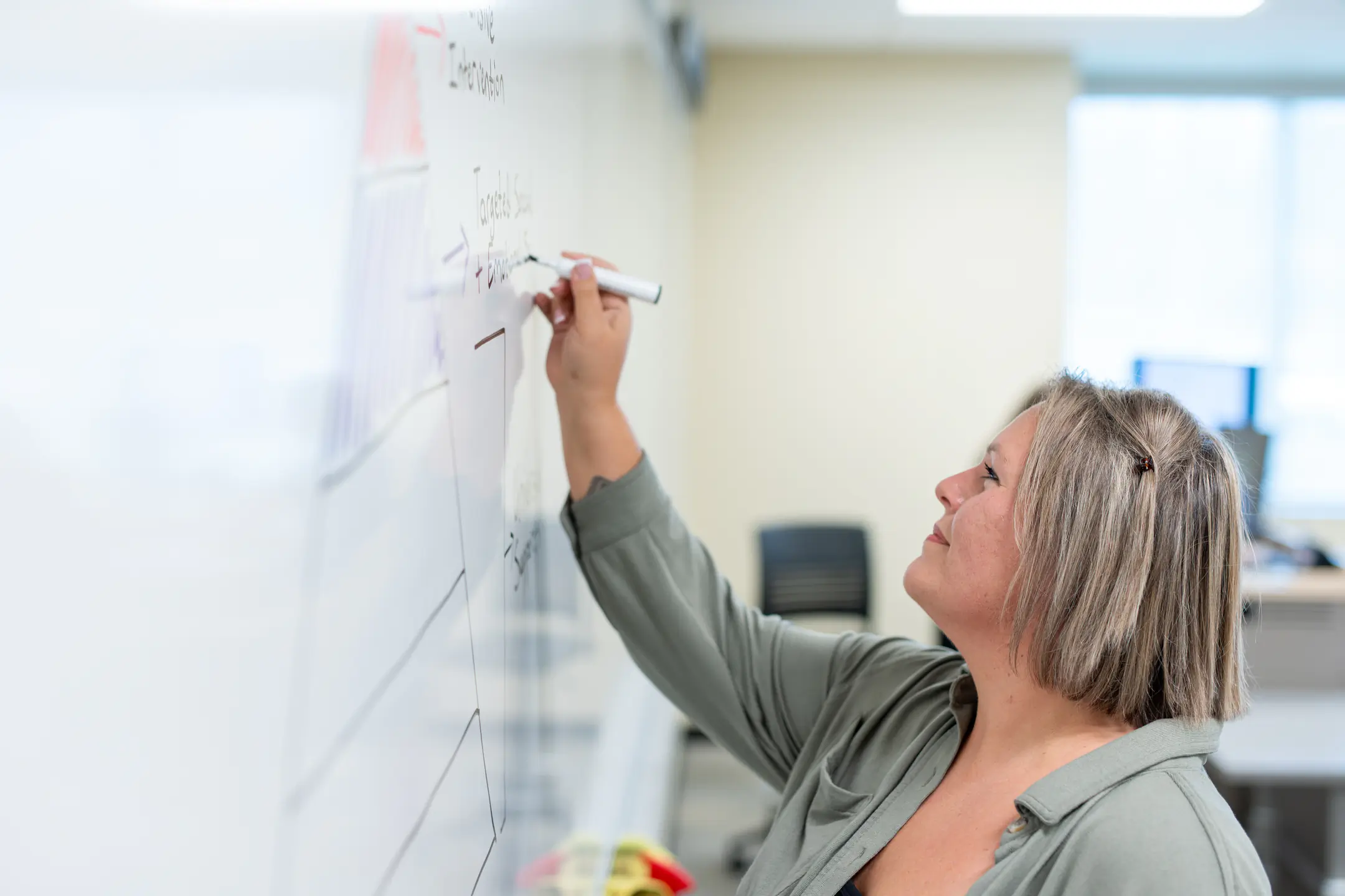 Angie Presley, a student in the Child Development and Early Childhood Education B.S. programs, is pictured in a classroom in the DeArmond Building at the University of Idaho Coeur d'Alene campus on Wednesday, September 10, 2025. She and classmates were discussing concepts from their ECDE-3400: Parent-Child Relationships/Family &amp; Communications course. 