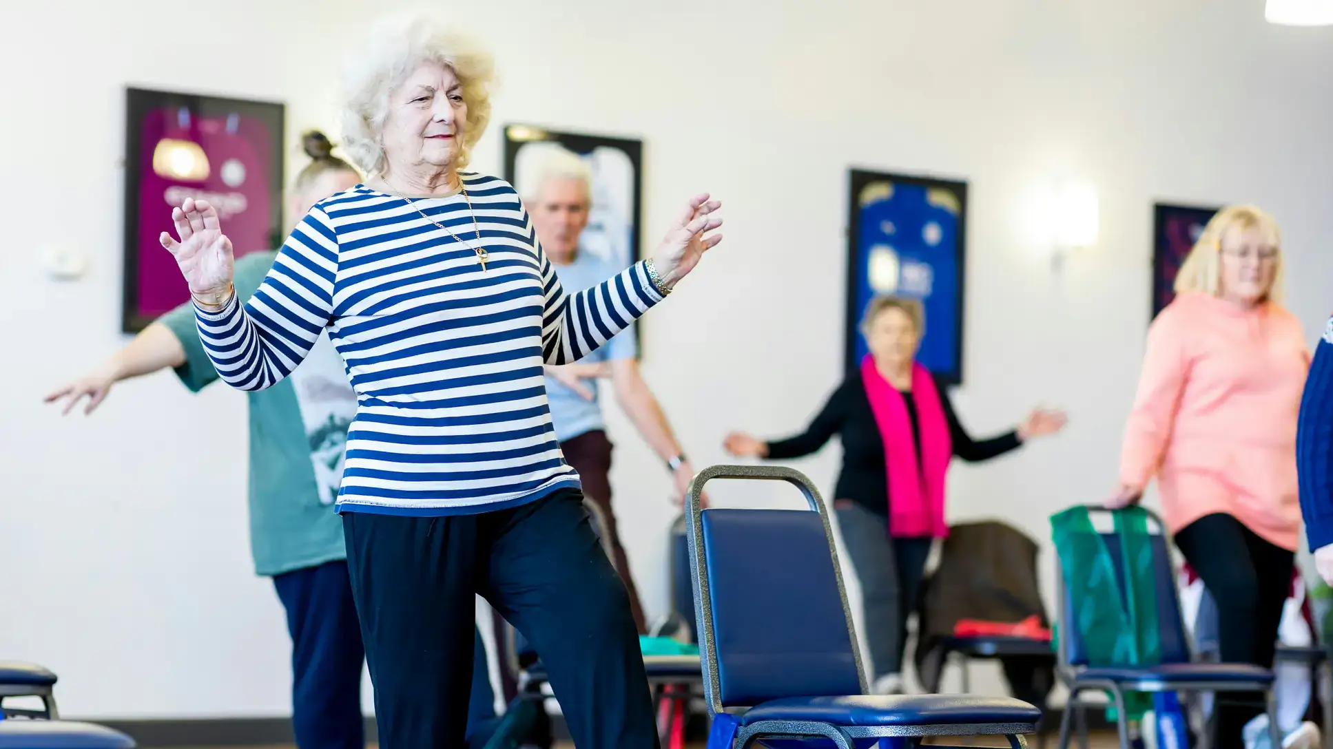 Elderly keeping active by exercising