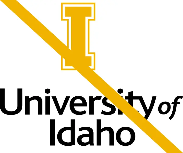 UIdaho logo with the "I" or wordmark offcenter is prohibited.