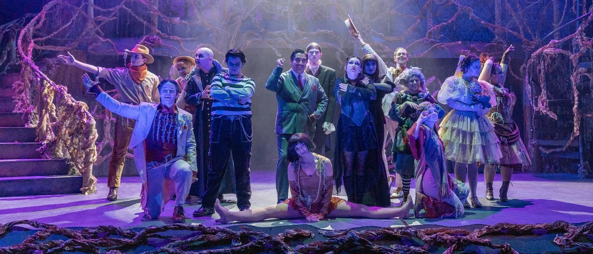 The cast of The Addams Family A New Musical poses in costume