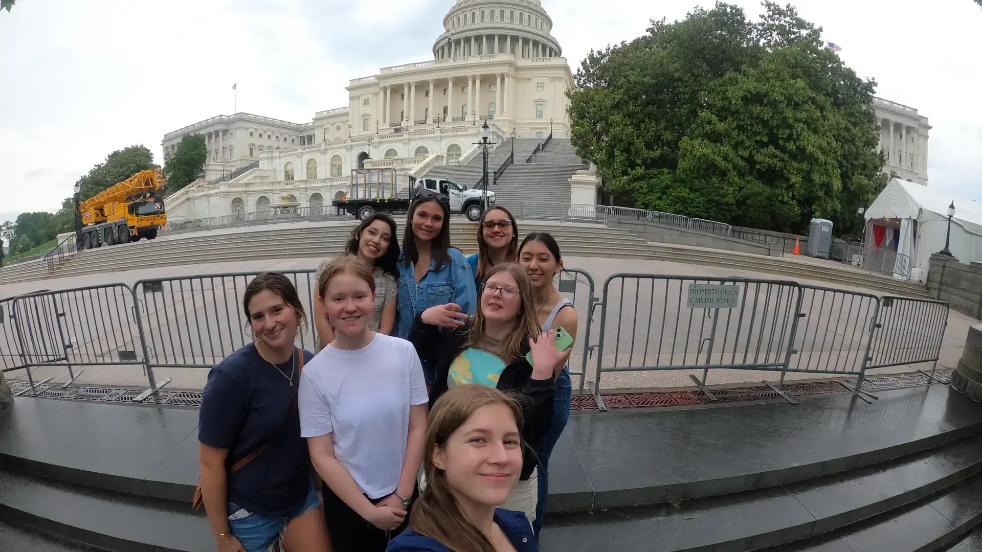 Zoë Lindner and her seven Martin Institute classmates stand in front of the United States Capitol Building in Washington D.C. 