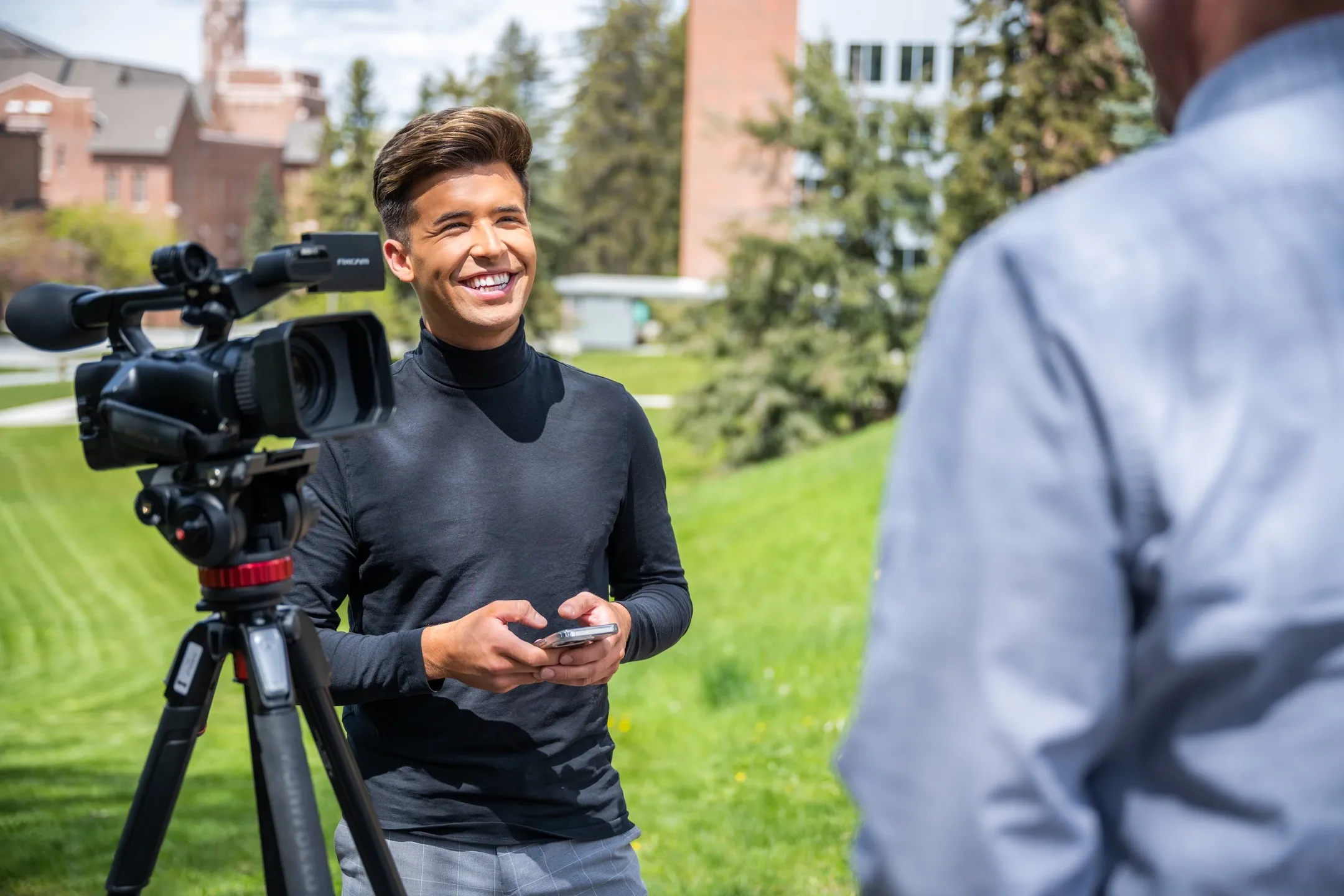 John Webb is a high-profile senior in JAMM who was recently hired by KQ6NEWS in Spokane. He is from Wallace and spent his 4 years at U of I honing his broadcast skills, doing many internships and landing the job he wanted at a Spokane station.