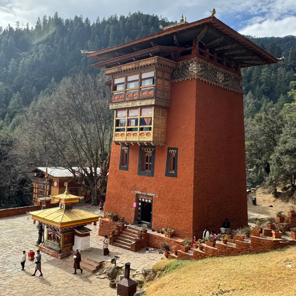 Ornate red building in Tibet