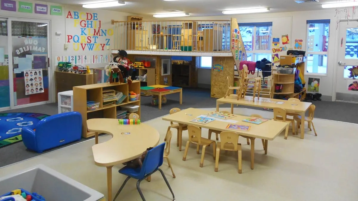 UIdaho Children's Center teal daycare/classroom.