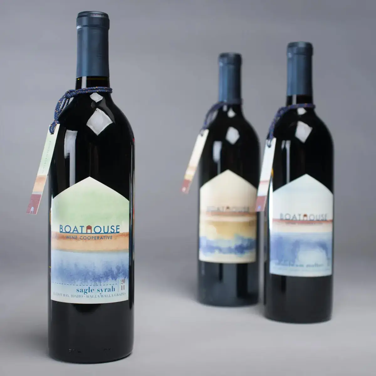 Wine bottles with logos