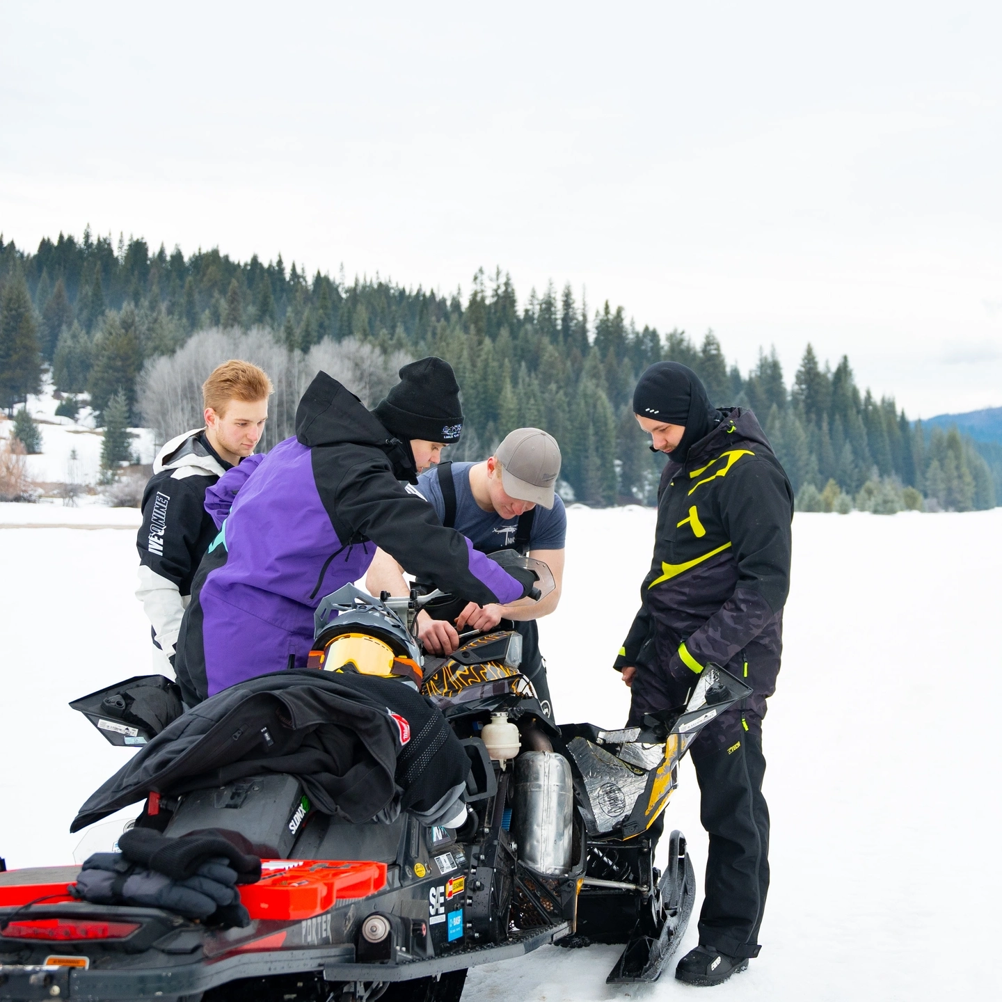 The University of Idaho Engineering Clean Snowmobile Challenge (CSC) team practicing their snowmobile riding in Elk River Idaho for their upcoming competition in Michigan. Mickey Reid of the University of Idaho Mechanical Engineering Engineering Clean Snowmobile Challenge (CSC) team practicing their snowmobile riding in Elk River Idaho for their upcoming competition in Michigan. Mickey Reid of the University of Idaho Mechanical Engineering Engineering Clean Snowmobile Challenge (CSC) team practicing their snowmobile riding in Elk River Idaho for their upcoming competition in Michigan.