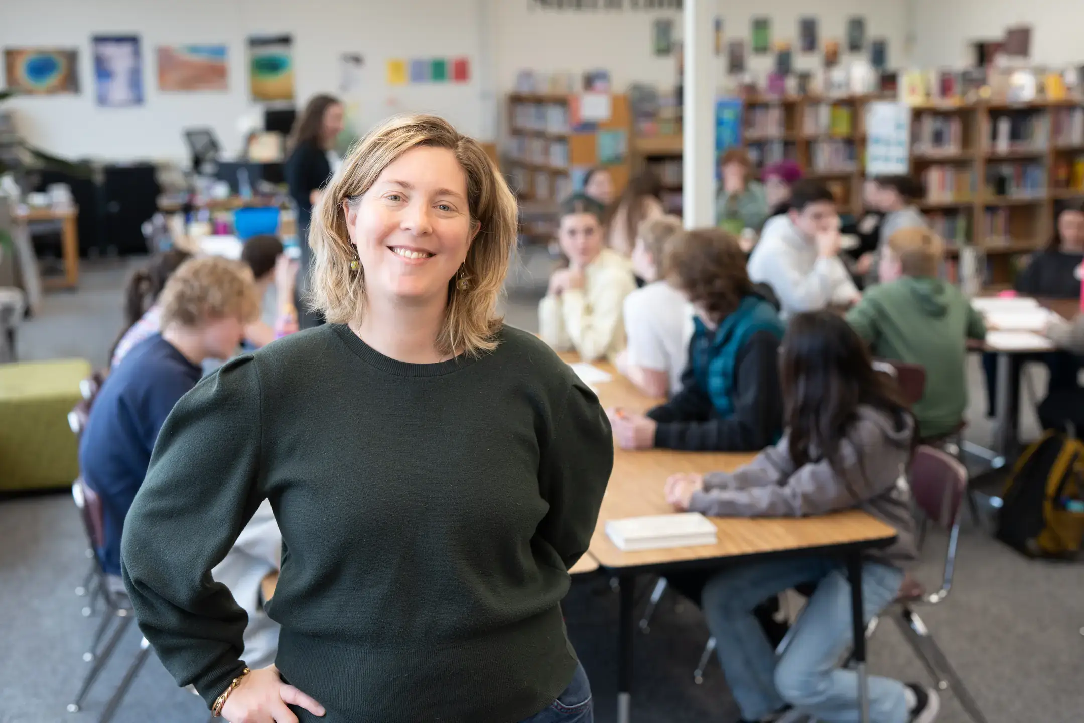 Moscow Middle School students and U of I students collaborate on the 2026 Common Read in the Moscow Middle School Library on Friday, February 27, 2026. This year's Common Read is "The Small and the Mighty," by Sharon McMahon.