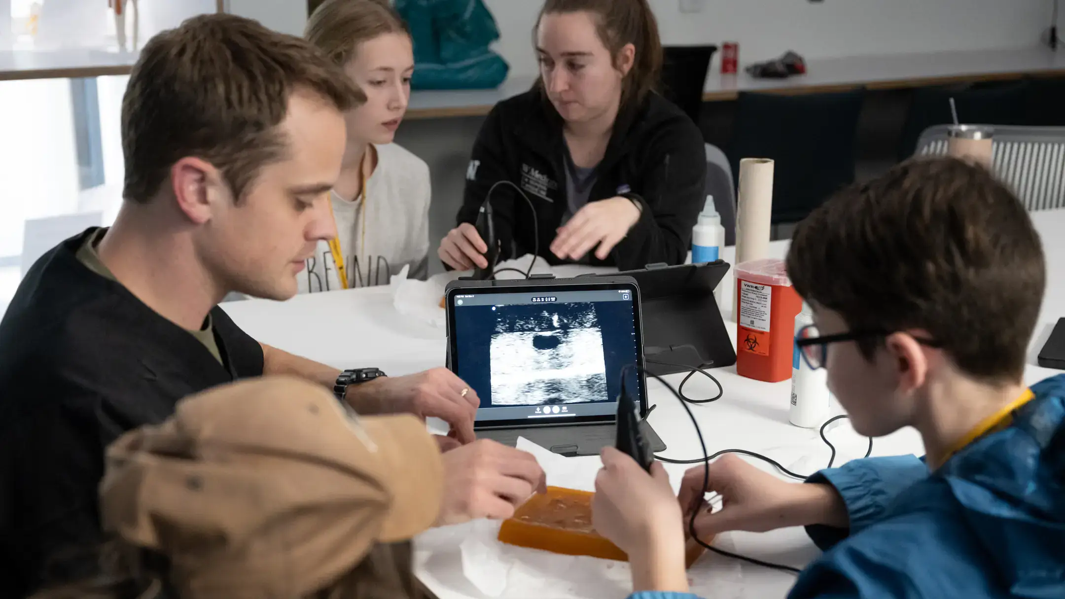 Doc for a Day workshops take place at the D.A. Huckabay M.D. Medical Education Building (formerly the WWAMI building). Idaho WWAMI medical students volunteer and introduce skills such as ultrasound, suturing and physical exam basics to regional students in grades 8-12.