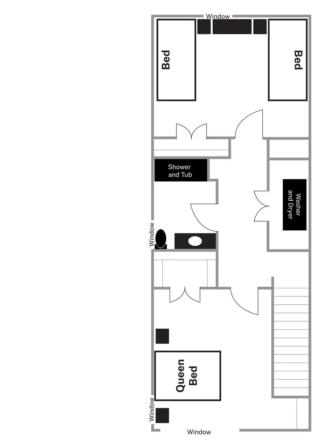 A blueprint of an apartment room.